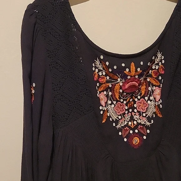 ❤️ FREE PEOPLE MOHAVE EMBROIDERED MINI DRESS - BLACK, SMALL - Picture 9 of 16